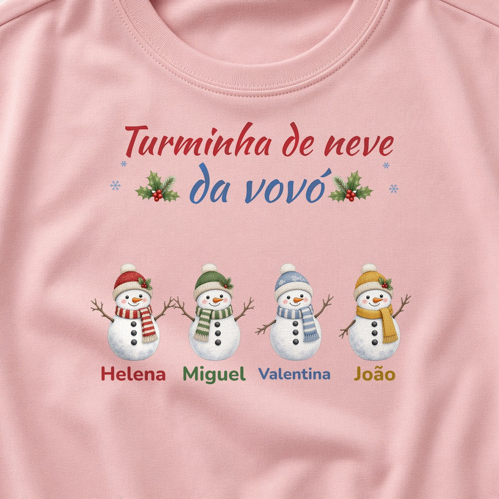 Camiseta Turminha de neve da vovó rosa - zoom na estampa