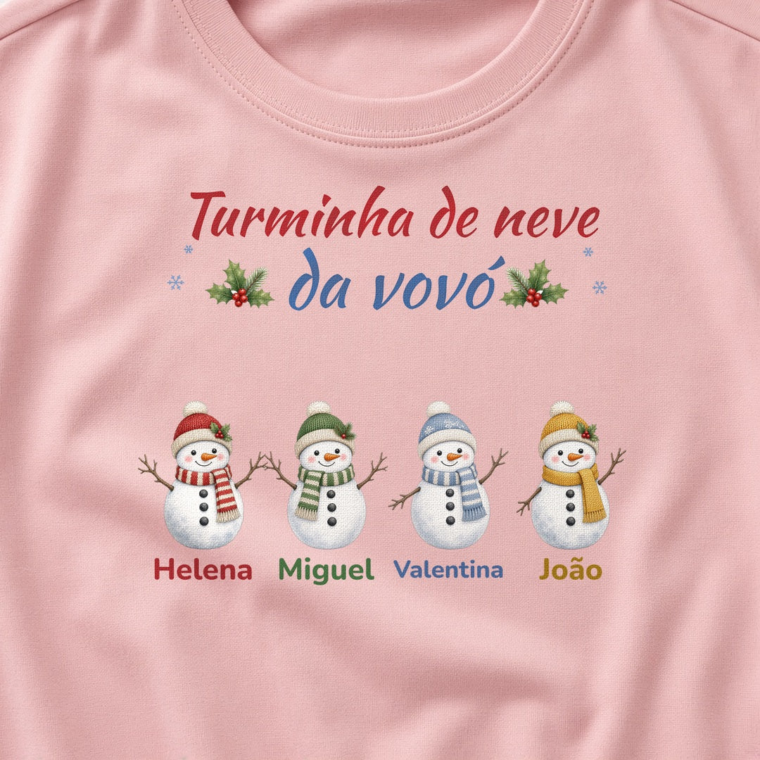 Camiseta Turminha de neve da vovó rosa - zoom na estampa