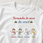 Camiseta Algodão Peruano Turminha de neve da vovó branca - zoom na estampa