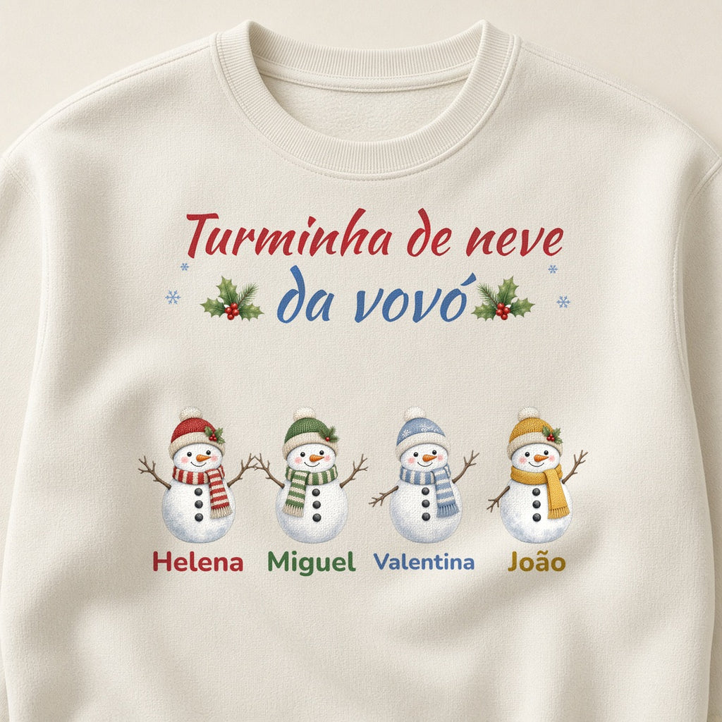 Suéter Turminha de neve da vovó off-white - zoom na estampa
