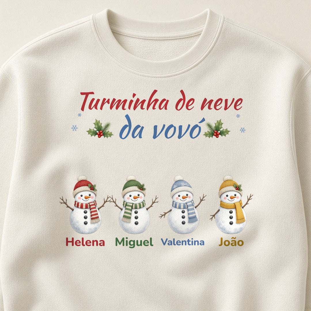 Suéter Turminha de neve da vovó off-white - zoom na estampa