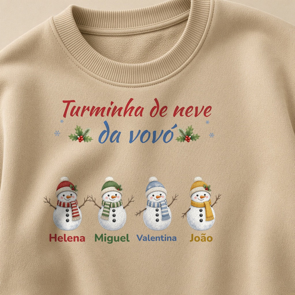 Suéter Turminha de neve da vovó areia - zoom na estampa