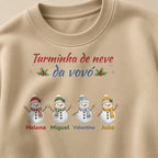Suéter Turminha de neve da vovó areia - zoom na estampa