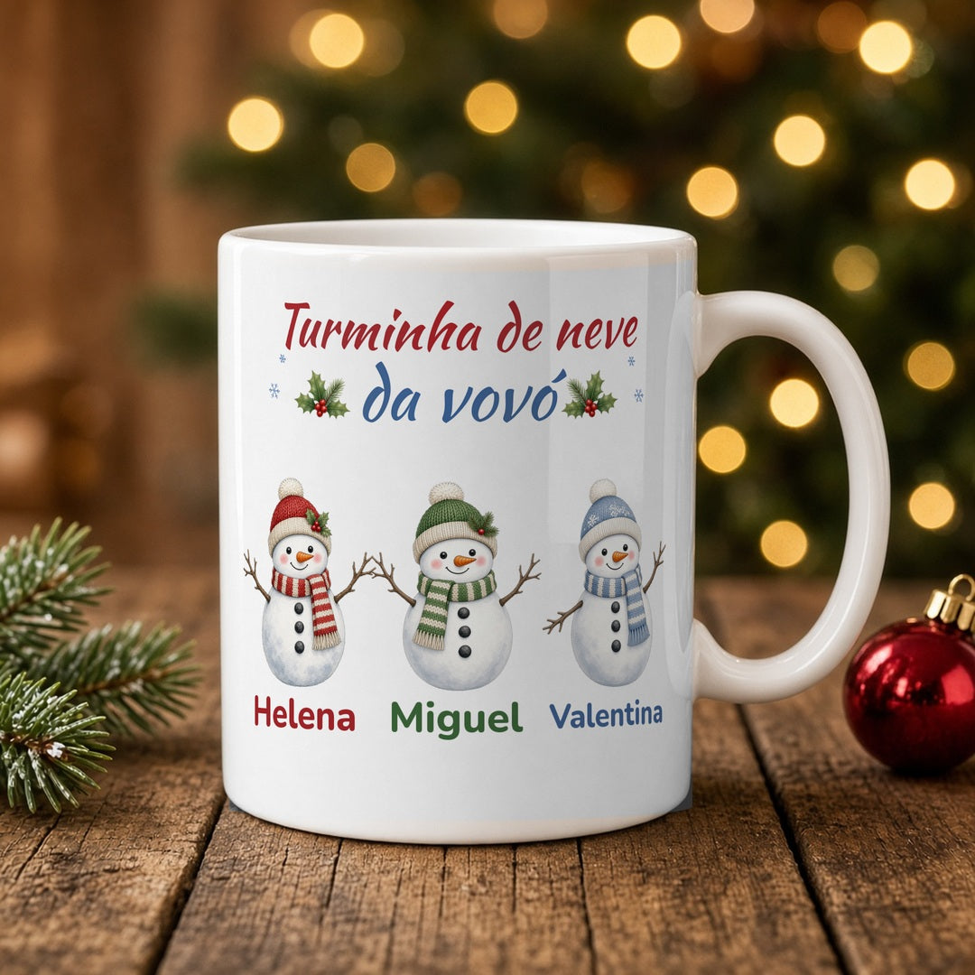 Caneca Turminha de neve da vovó branca - zoom na estampa