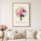 Quadro Floricultura da Vovó com moldura filete na sala