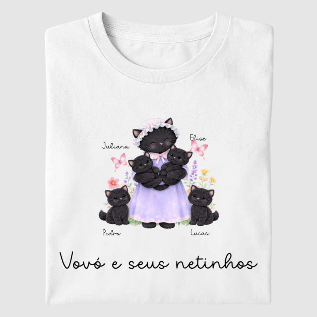 Vovó e seus netinhos - Gato II - Algodão Peruano