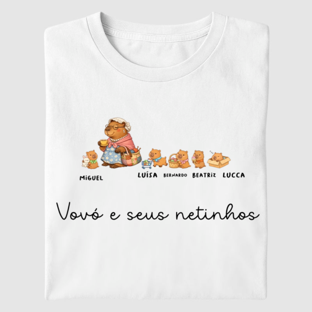 Vovó e seus netinhos - Capivara - Algodão Peruano