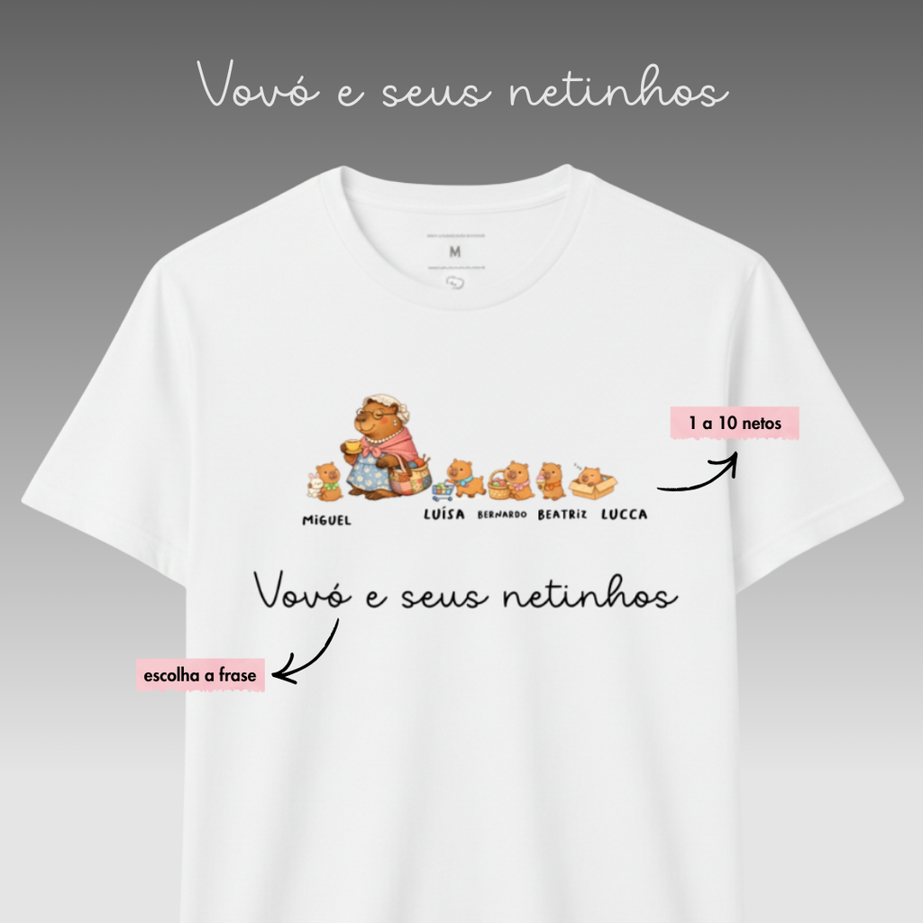 Vovó e seus netinhos - Capivara - Algodão Peruano