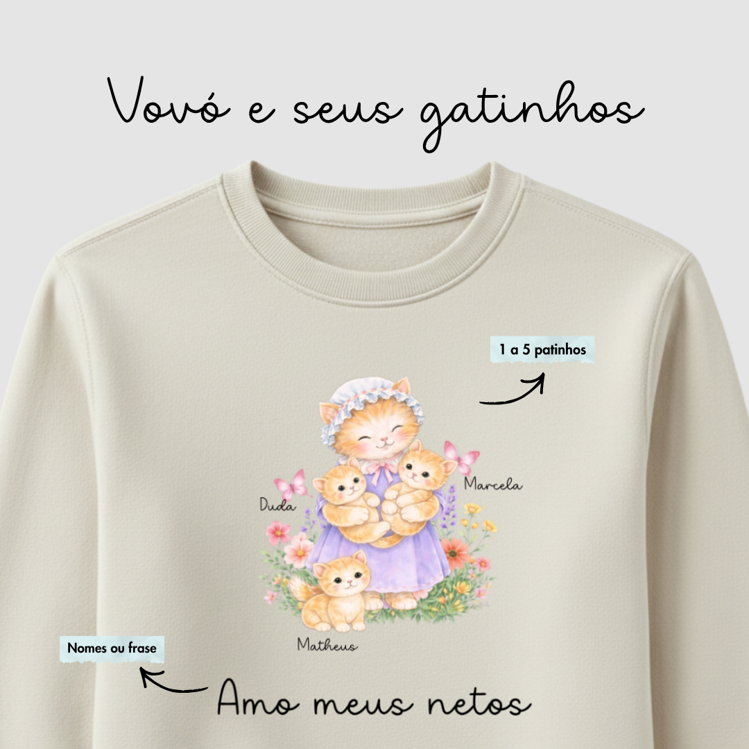 Vovó e seus netinhos - Gato- Suéter