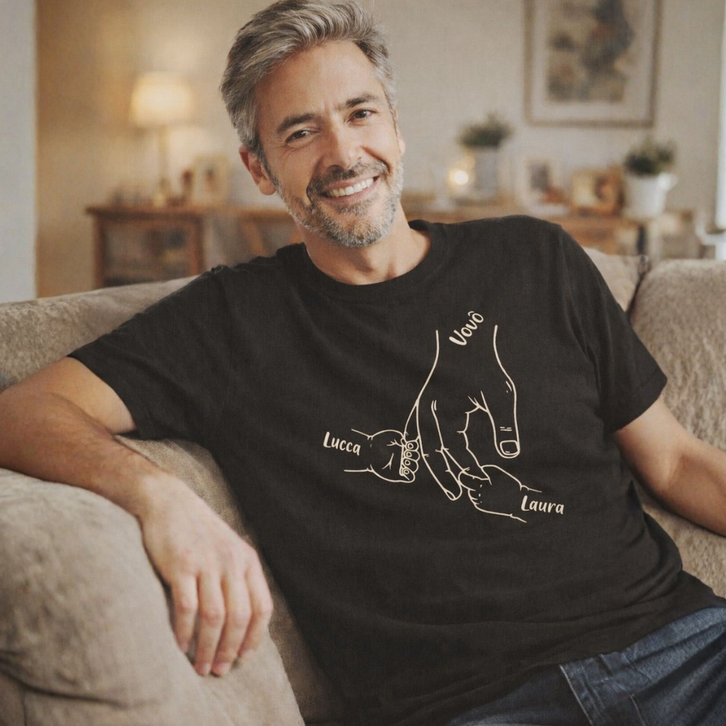 De mãos dadas o vovô sempre protegerá vocês