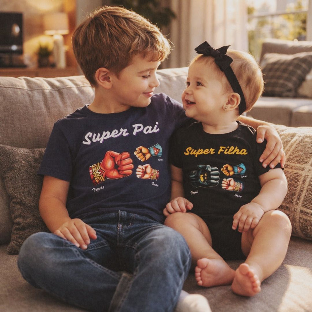 Meu Pai, meu Herói (filho/a) - Camiseta Infantil