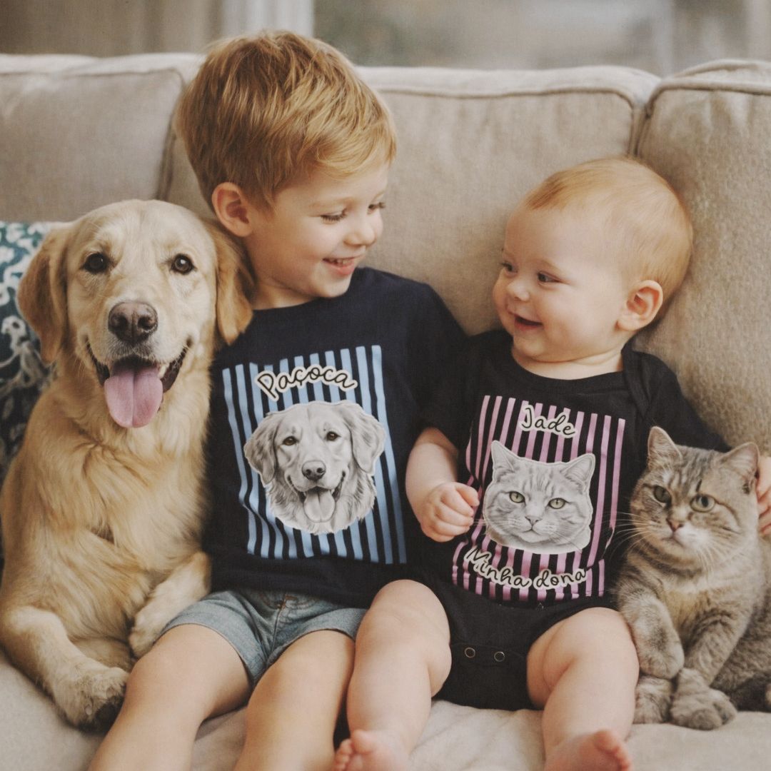 Meu pet em listras - Camiseta Infantil