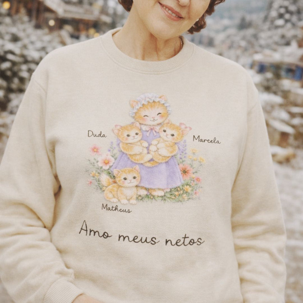 Vovó e seus netinhos - Gato- Suéter
