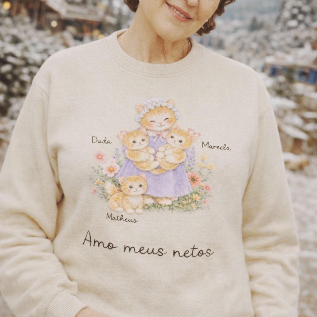 Vovó e seus netinhos - Gato- Suéter